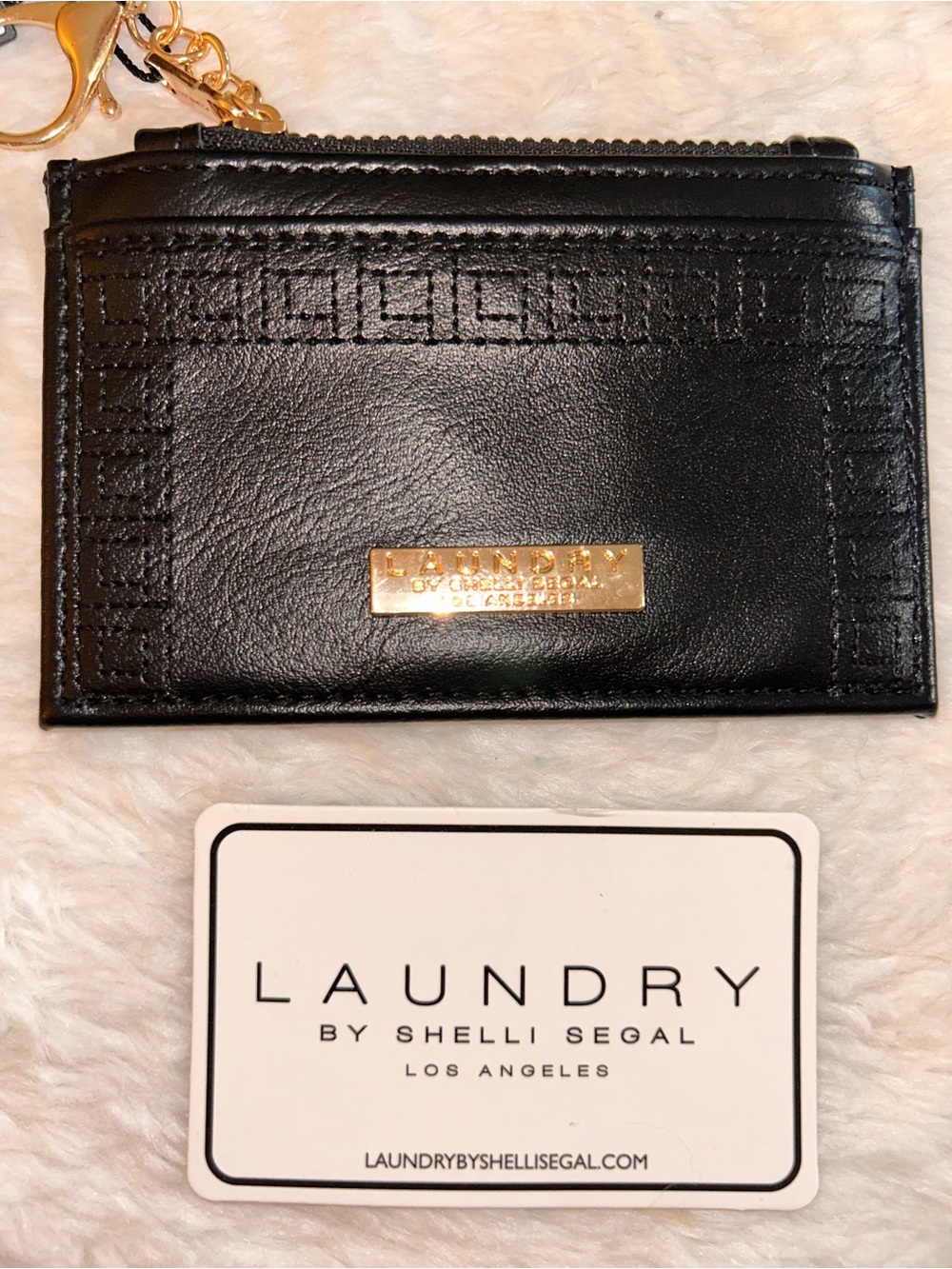 Laundry By Shelli Segal Black Cardholder with Gold Chain Accent